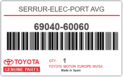TOYOTA - 69040-60060 SERRUR-ELEC-PORT AVG