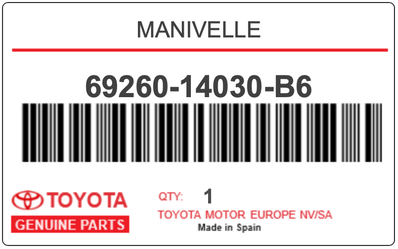 TOYOTA - 69260-14030-B6 MANIVELLE