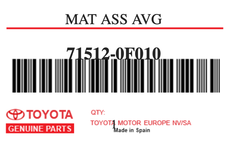 TOYOTA - 71512-0F010 MAT ASS AVG