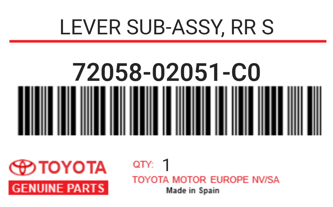 TOYOTA - 72058-02051-C0 LEVER SUB-ASSY, RR S