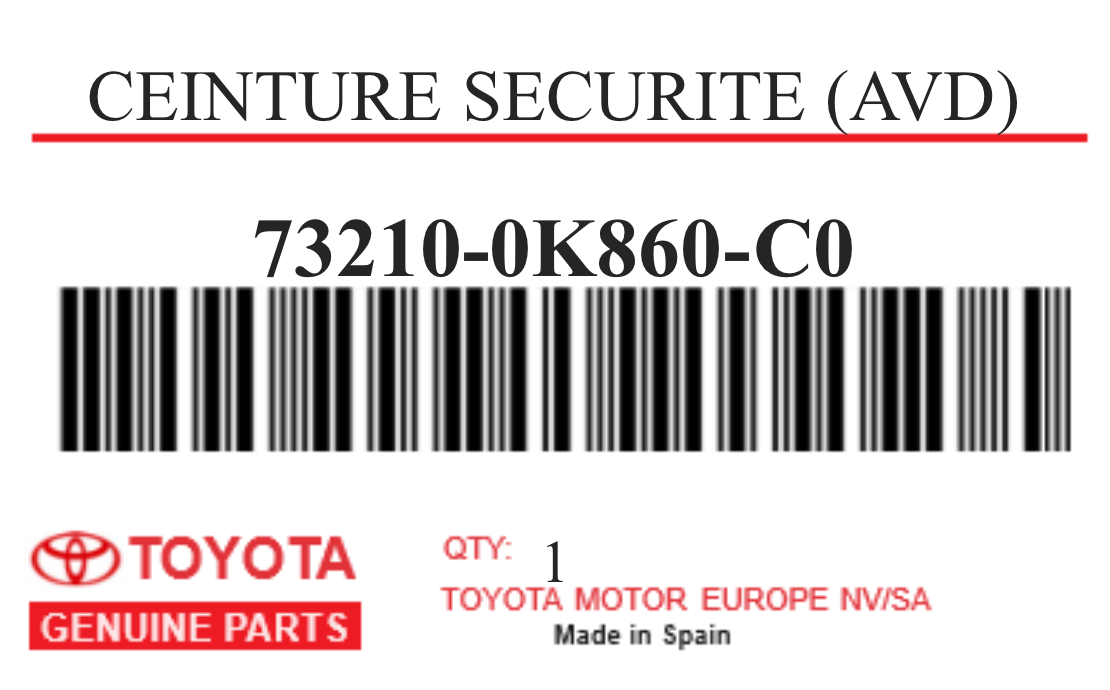 TOYOTA - 73210-0K860-C0 CEINTURE SECURITE (avd)