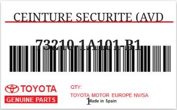 TOYOTA - 73210-1A101-B1 CEINTURE SECURITE (avd