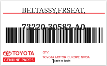 TOYOTA - 73220-30582-A0 BELTASSY,FRSEAT,