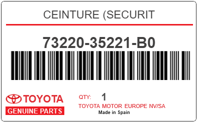 TOYOTA - 73220-35221-B0 CEINTURE (securit