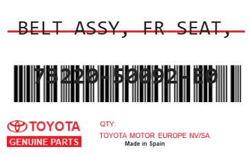 TOYOTA - 73220-50092-E0 BELTASSY,FRSEAT,