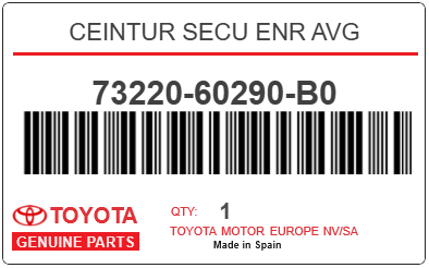 TOYOTA - 73220-60290-B0 CEINTUR SECU ENR AVG