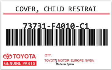 TOYOTA - 73731-F4010-C1 COVER, CHILD RESTRAI