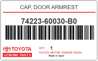 TOYOTA - 74223-60030-B0 CAP, DOOR ARMREST