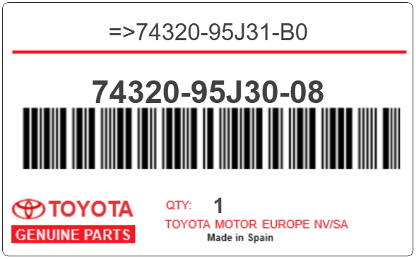 TOYOTA - 74320-95J30-08 REFERENCE REMPLACEE PAR :