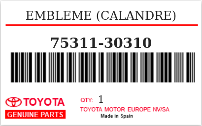 TOYOTA - 75311-30310 EMBLEME (calandre)