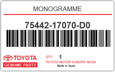 TOYOTA - 75442-17070-D0 MONOGRAMME