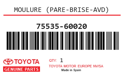 TOYOTA - 75535-60020 MOULURE (pare-brise-avd)