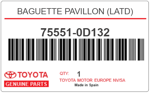 TOYOTA - 75551-0D132 BAGUETTE PAVILLON (latd)