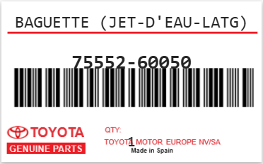 TOYOTA - 75552-60050 BAGUETTE (jet-d'eau-latg)
