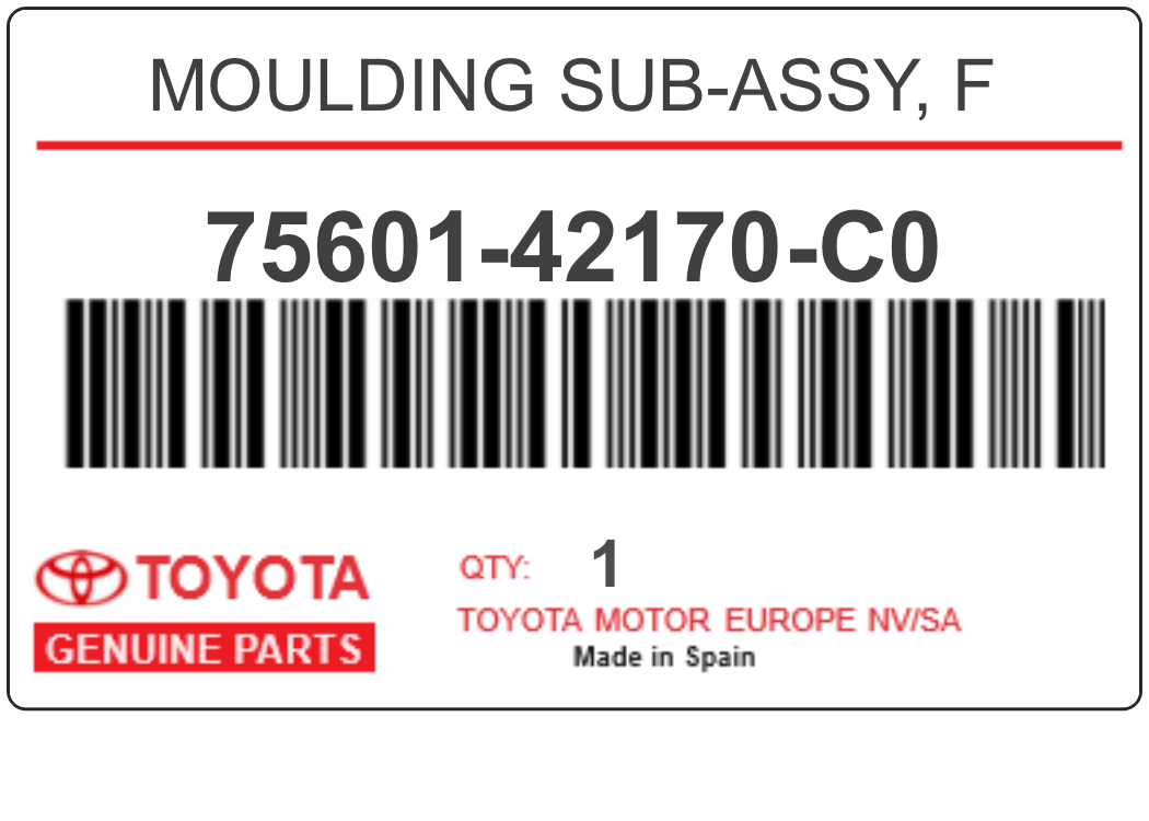 TOYOTA - 75601-42170-C0 MOULDING SUB-ASSY, F