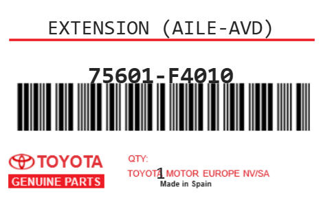 TOYOTA - 75601-F4010 EXTENSION (aile-avd)