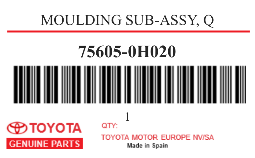 TOYOTA - 75605-0H020 MOULDING SUB-ASSY, Q