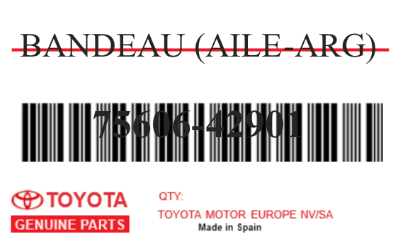 TOYOTA - 75606-42901 BANDEAU (aile-arg)