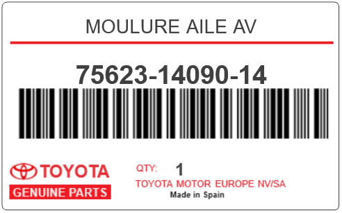 TOYOTA - 75623-14090-14 MOULURE AILE AV