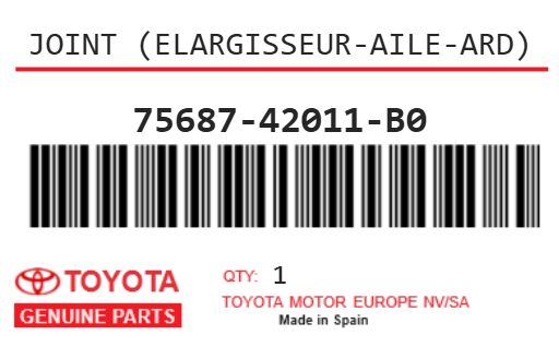 TOYOTA - 75687-42011-B0 JOINT (elargisseur-aile-ard)