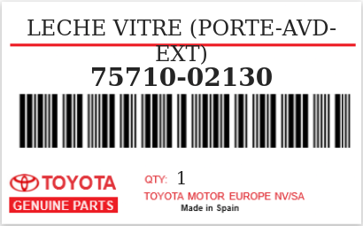 TOYOTA - 75710-02130 LECHE VITRE (porte-avd-ext)