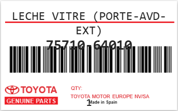 TOYOTA - 75710-64010 LECHE VITRE (porte-avd-ext)