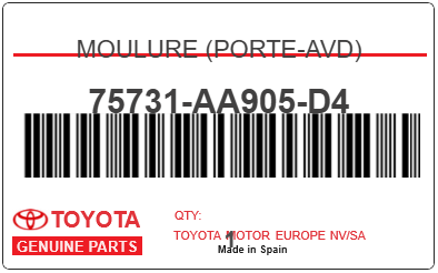 TOYOTA - 75731-AA905-D4 MOULURE (porte-avd)