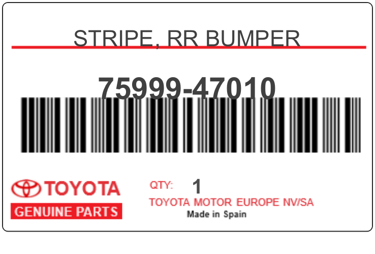 TOYOTA - 75999-47010 STRIPE, RR BUMPER