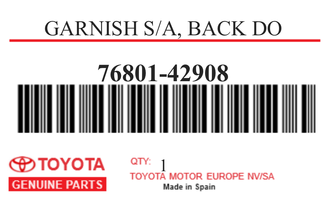 TOYOTA - 76801-42908 GARNISH S/A, BACK DO