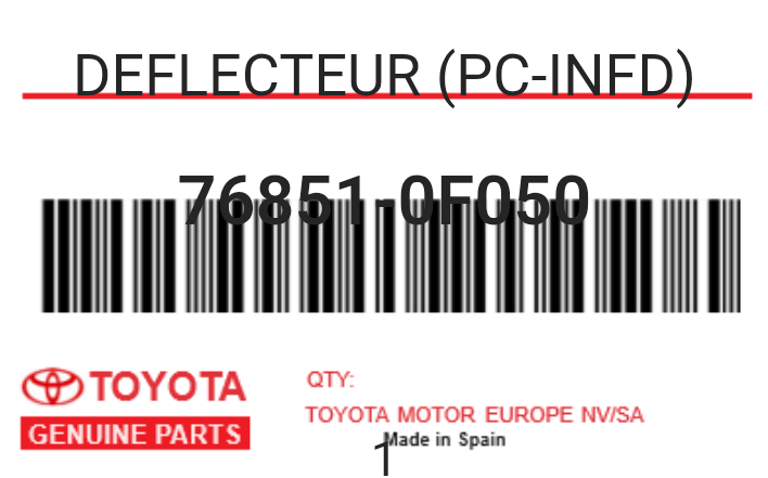 TOYOTA - 76851-0F050 DEFLECTEUR (pc-infd)