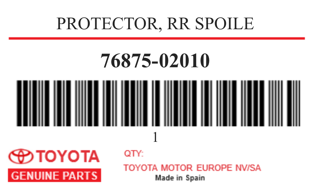 TOYOTA - 76875-02010 PROTECTOR, RR SPOILE
