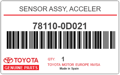 TOYOTA - 78110-0D021 SENSOR ASSY, ACCELER