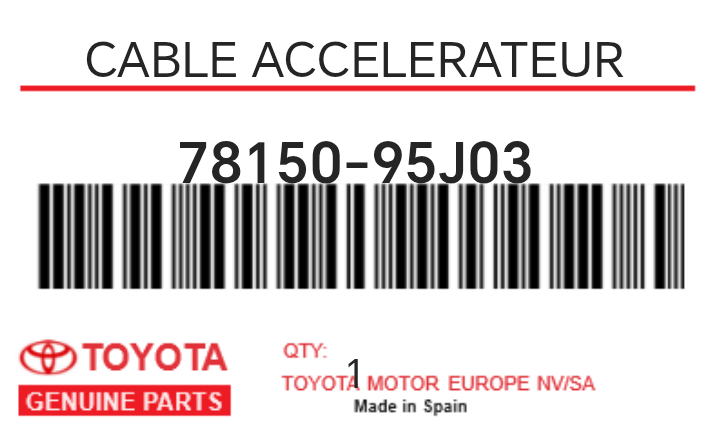 TOYOTA - 78150-95J03 CABLE ACCELERATEUR