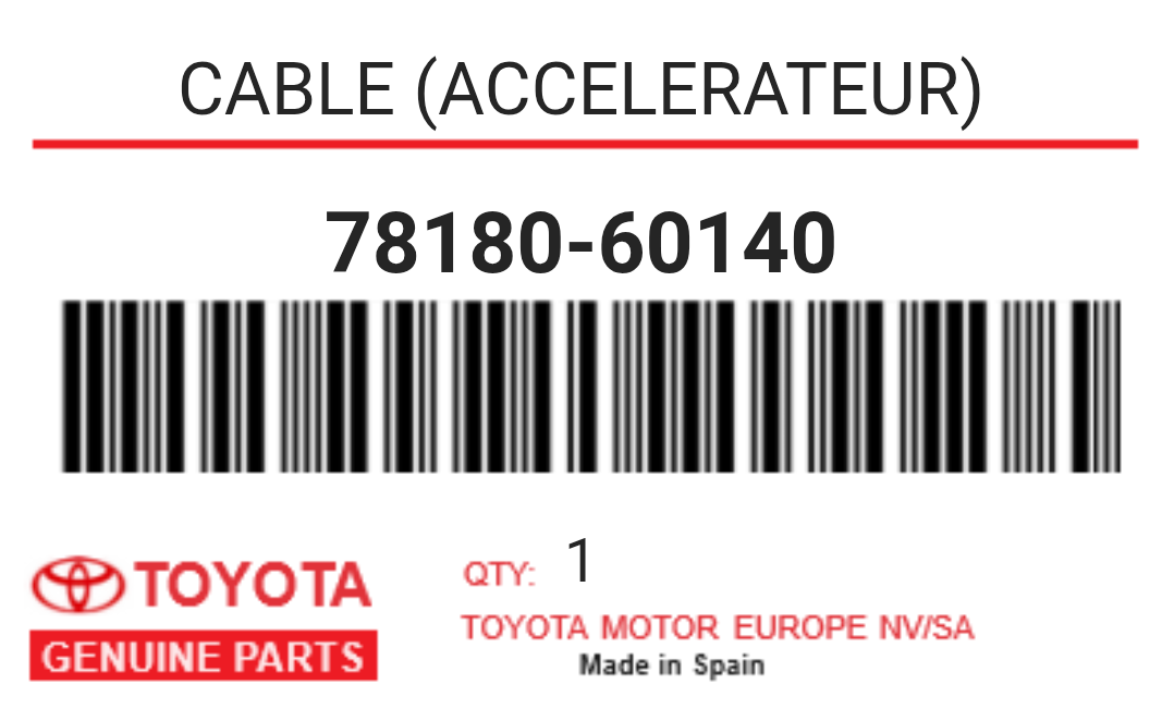 TOYOTA - 78180-60140 CABLE (accelerateur)