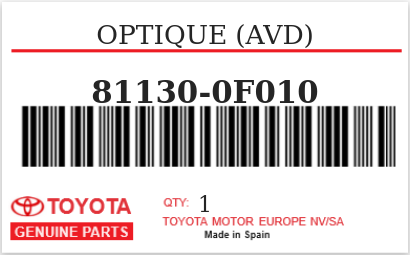 TOYOTA - 81130-0F010 OPTIQUE (avd)