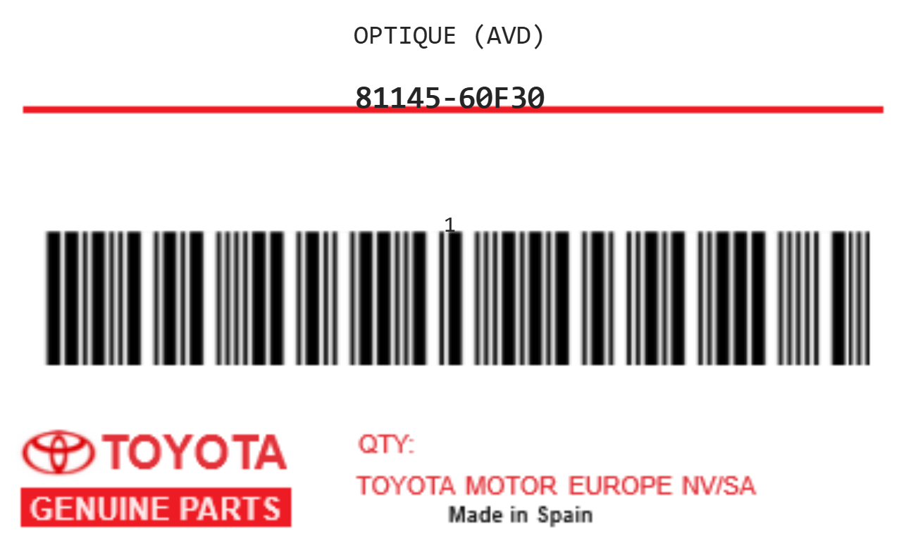 TOYOTA - 81145-60F30 OPTIQUE (avd)