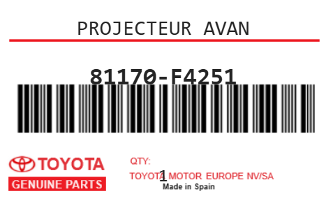 TOYOTA - 81170-F4251 PROJECTEUR AVAN