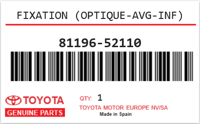 TOYOTA - 81196-52110 FIXATION (optique-avg-inf)