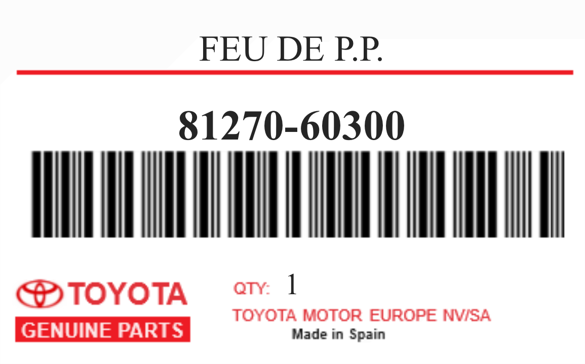 TOYOTA - 81270-60300 FEU DE P.P.
