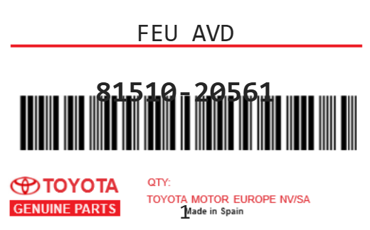 TOYOTA - 81510-20561 FEU AVD