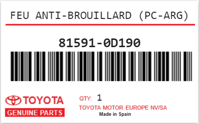 TOYOTA - 81591-0D190 FEU ANTI-BROUILLARD (pc-arg)