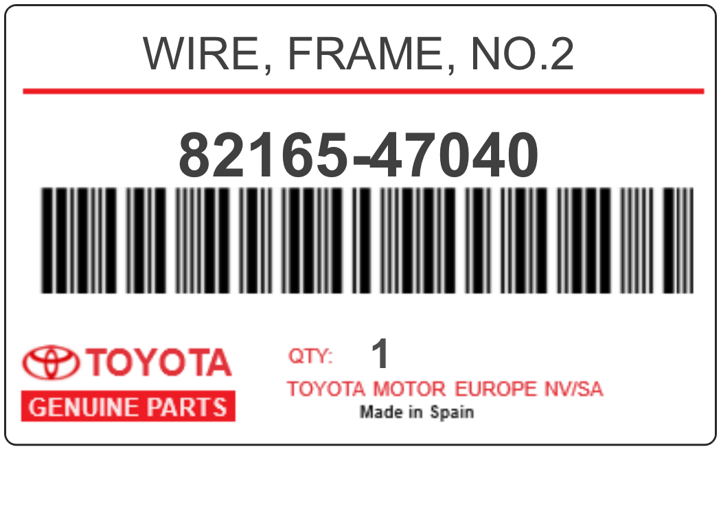 TOYOTA - 82165-47040 WIRE, FRAME, NO.2