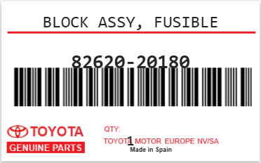 TOYOTA - 82620-20180 BLOCK ASSY, FUSIBLE