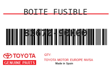 TOYOTA - 82670-90K00 BOITE FUSIBLE