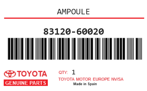TOYOTA - 83120-60020 AMPOULE