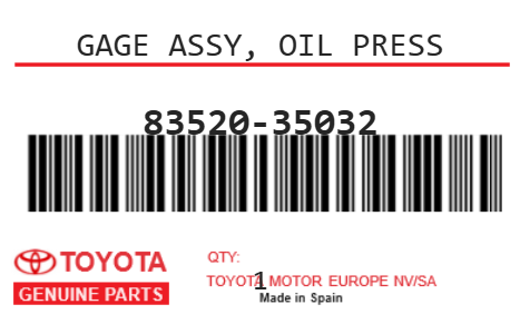TOYOTA - 83520-35032 GAGE ASSY, OIL PRESS