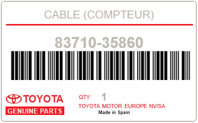 TOYOTA - 83710-35860 CABLE (compteur)