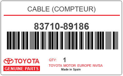 TOYOTA - 83710-89186 CABLE (compteur)