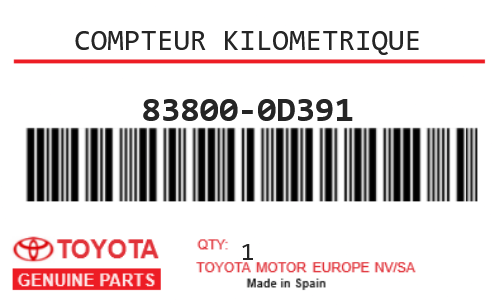TOYOTA - 83800-0D391 COMPTEUR KILOMETRIQUE