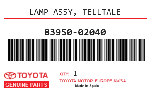 TOYOTA - 83950-02040 LAMP ASSY, TELLTALE